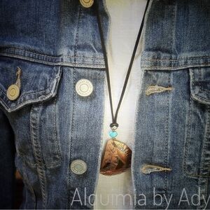 🌙🔥 Artifact Oddity Half‑Moon Talisman Necklace — Copper Relic • Golden Moon •